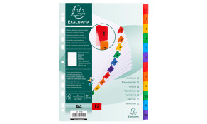Exacompta elválasztólapok kartonból, A4, 1-12
