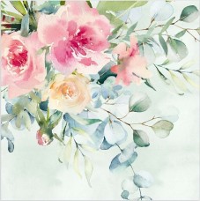 Artebene szalvéta (3-rét. 25x25 cm), pasztell rózsák, fehér 2022