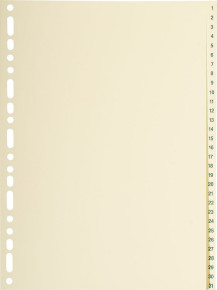 Exacompta Nature future elválasztólapok kartonból, 1-31, 31 db