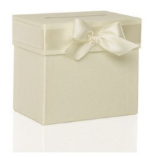 Rössler ajándék gyűjtődoboz (20,5x18,5x13 cm, vanília) esküvői/ szatén masnival