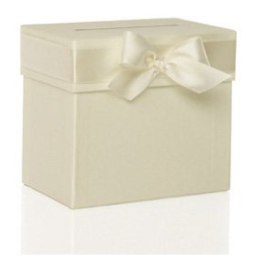 Rössler ajándék gyűjtődoboz (20,5x18,5x13 cm, vanília) esküvői/ szatén masnival