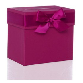 Rössler ajándék gyűjtődoboz (20,5x18,5x13 cm, amarena) esküvői/ szatén masnival