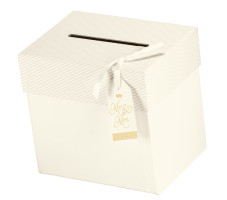 Rössler ajándék gyűjtődoboz (15x20,5x19,5 cm) esk.ekrű, csíkos, Mr&Mrs Simply Love