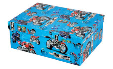 Laufer téglalap alapú díszdoboz 4 (32x23x12 cm), kék motoros KFIUTÓ