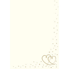 Rössler A/4 design lev.papír, bézs színű, arany szívekkel esk.