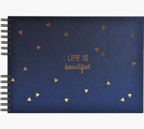 Exacompta fotóalbum (32x22cm, 50old, fekete lap, spirál, fekvő) kék, Life