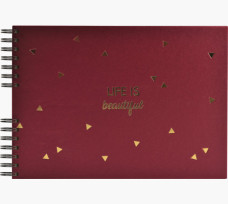 Exacompta fotóalbum (32x22cm, 50old, fekete lap, spirál, fekvő) piros, Life