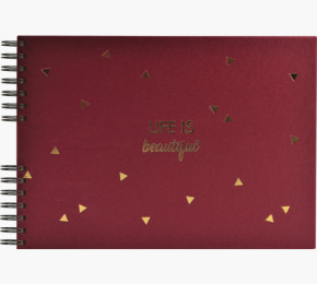 Exacompta fotóalbum (32x22cm, 50old, fekete lap, spirál, fekvő) piros, Life