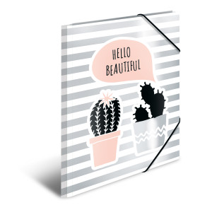 Herma gumis mappa A4, kaktusz, szürke csíkos