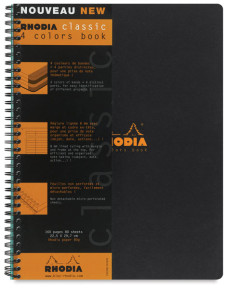 CLF Rhodia Classic 4színű spirálfüzet, vonalas+margó (80lap, 22,5x29,7cm) fekete