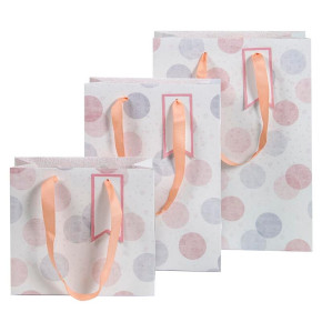 Artebene ajándéktasak (18x25x8 cm), halvány rózsaszín, szürke pöttyös (204075-ös szett)