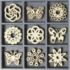 Baier fadekoráció, virágok, pillangók, 45db/szett