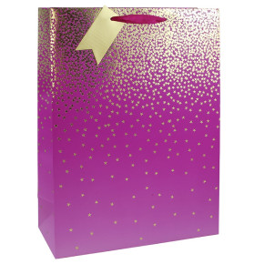 Eurowrap ajándéktasak, pink, ombre, csillagos (33x45,5x15 cm)