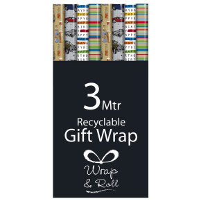 Eurowrap tek.csomagolópapír (70x300 cm) Happy Birthday, férfi minták, 4-féle /42