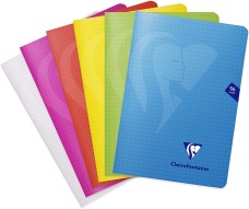 CLF füzet (A5, 48 lap, négyzethálós, tűzött) PP borítású, 4-féle szín