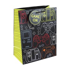 Eurowrap ajándéktasak, fekete, Game On (26,5x33x14 cm)