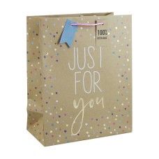 Eurowrap ajándéktasak, kraft, Just for you, pöttyös (26,5x33x14 cm)