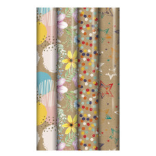 Eurowrap tek.csomagolópapír (70x300 cm) kraft, virágos, 4-féle /49 2022