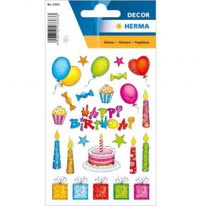 Herma matrica, Happy Birthday, glitteres, 2lap/csomag