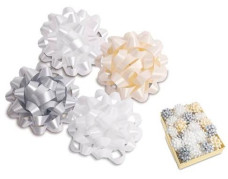 Prasent csillagmasni, 9cm BOWS White, 4-féle szín 40db/dp.