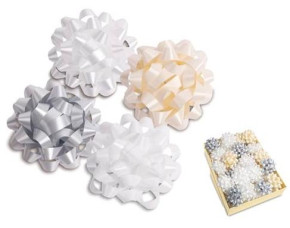 Prasent csillagmasni, 9cm BOWS White, 4-féle szín 40db/dp.