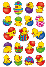 Herma matrica, csibék tojáshéjban, Húsvét, 3lap/csomag