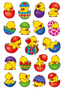 Herma matrica, csibék tojáshéjban, Húsvét, 3lap/csomag