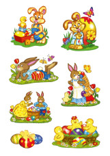 Herma matrica, nyuszik, csibék, glitteres, Húsvét, 2lap/csomag