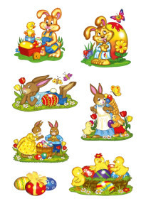 Herma matrica, nyuszik, csibék, glitteres, Húsvét, 2lap/csomag