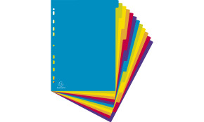 Exacompta elválasztólapok PP, A4 maxi, 12db, színes, Campus