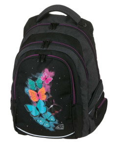 Schneiders Walker hátizsák, fekete, színes pillangós, Butterfly (34l)