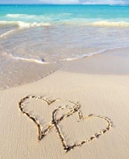 BSB ajándékkísérő (6,5x8 cm), szívek a homokban (állvány)