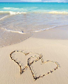 BSB ajándékkísérő (6,5x8 cm), szívek a homokban (állvány)