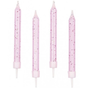 Amscan-Rietmüller gyertya, rózsaszín glitteres, 10db