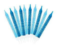 Amscan-Rietmüller gyertya, világoskék, Happy Birthday, 10db