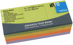Info Notes önt.jegyzettömb, 50x40mm, 100lap, 12db/csomag, Spring Mix /36