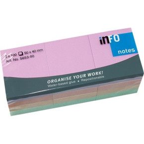 Info Notes önt.jegyzettömb, 50x40mm, 100lap, 12db/csomag, Harmony Mix /36