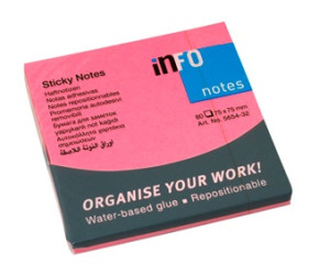Info Notes önt.jegyzettömb, 75x75mm, 80lap, brilliant pink /12