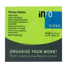 Info Notes önt.jegyzettömb, 75x75mm, 80lap, brilliant zöld /12