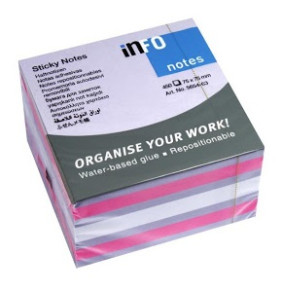 Info Notes önt.jegyzettömb, 75x75mm, 450lap, brilliant pink mix /12