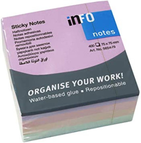 Info Notes önt.jegyzettömb, 75x75mm, 400lap, Harmony Mix /60