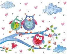 BSB ajándékkísérő (6,5x8 cm), baglyok (állvány)