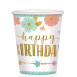 Amscan papírpohár (8db, 266ml) virágok, levelek Boho Birthday