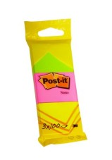 3M Post-it öntapadó jegyzettömb (51x38mm, 3x100lap), neon színek, 7100172319/6812N  /12