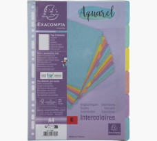 Exacompta elválasztó lap, A4, 400g, pasztell színek, 6db/csomag Aquarel