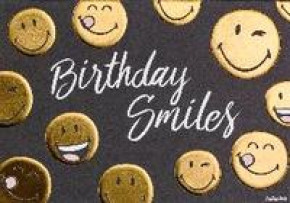 BSB Black&Gold képeslap, arany smile, Birthday Smiles (állvány)