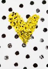 BSB Black&Gold képeslap, flitteres szív (állvány)