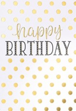 BSB Black&Gold képeslap, pöttyös, Happy Birthday (állvány)