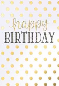 BSB Black&Gold képeslap, pöttyös, Happy Birthday (állvány)