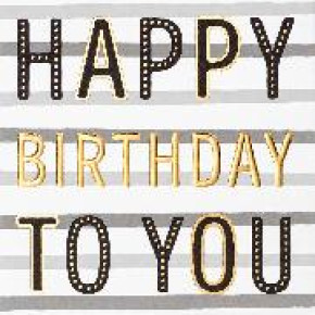 BSB Black&Gold képeslap (15x15 cm), Happy Birthday to you feliratos (állvány)